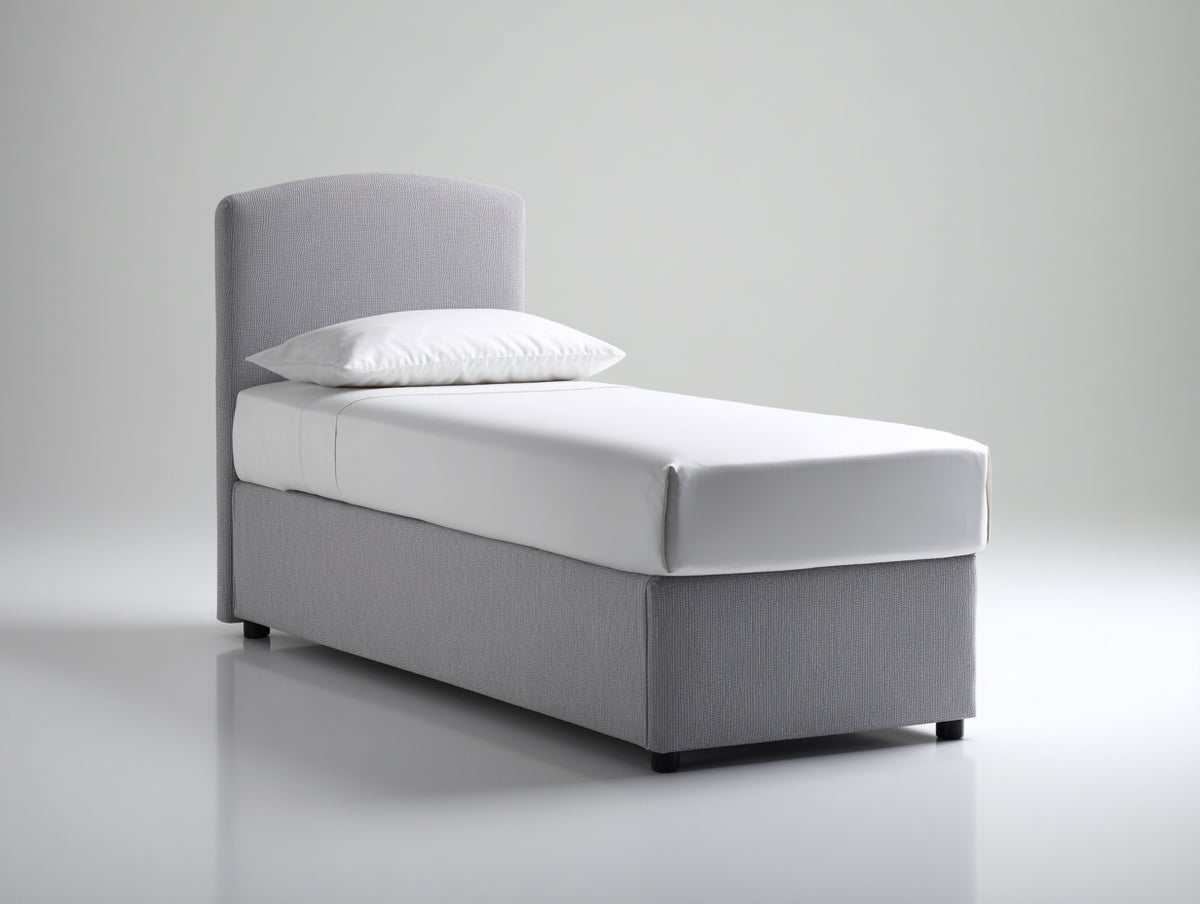 Letto singolo - Tessuto - 205 x 101 x 110 cm - Grigio chiaro - Stile moderno