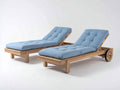 Lettino prendisole-Legno-Tessuto-210 x 78 x 95 cm-Legno naturale-Azzurro-Stile naturale