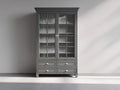 Vetrina-Legno-Vetro-116x46x203 cm-Grigio antracite-Stile classico