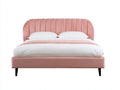Letto matrimoniale - Velluto - 217 x 178 x 112 cm - Rosa-Nero - Design moderno con testiera imbottita