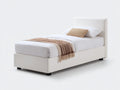 Letto singolo - Similpelle - 206 x 103 x 105 cm - Bianco - Stile moderno