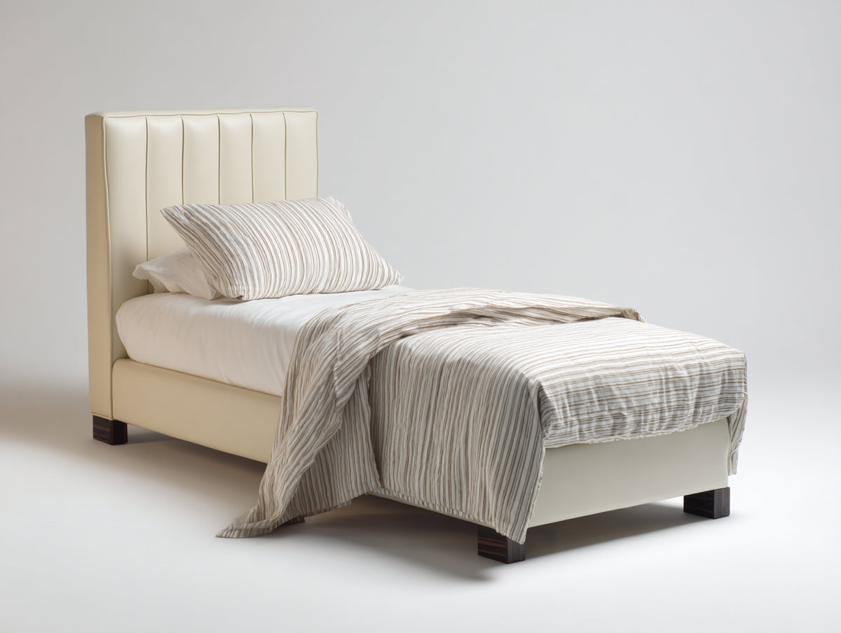 Letto singolo - Similpelle - 207 x 103 x 114 cm - Avorio - Stile contemporaneo