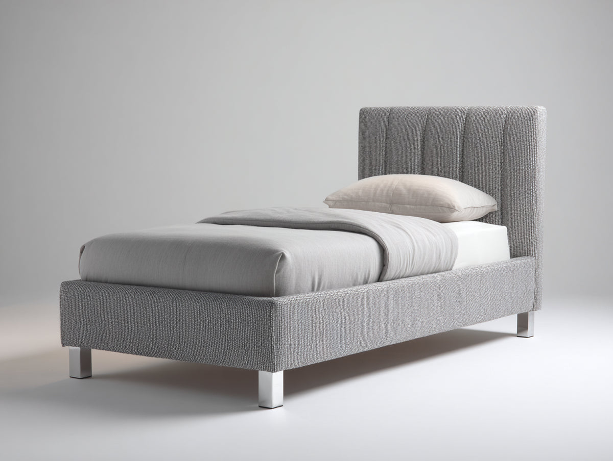 Letto singolo - Tessuto - 208 x 105 x 108 cm - Grigio - Stile moderno