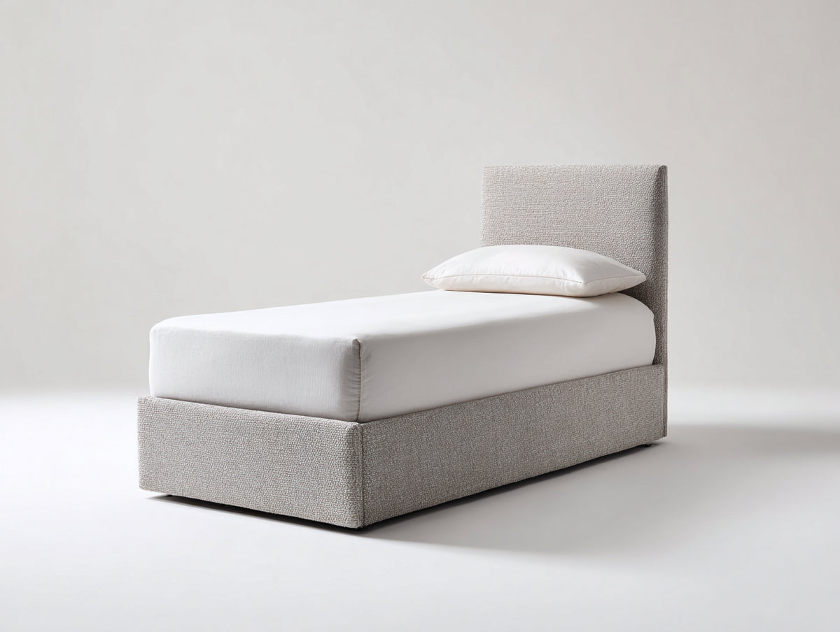 Letto singolo - Tessuto - 206 x 102 x 107 cm - Beige grigiastro - Stile essenziale