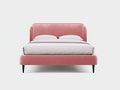 Letto matrimoniale - Velluto - 218 x 180 x 116 cm - Rosa-Nero - Design contemporaneo con testiera avvolgente