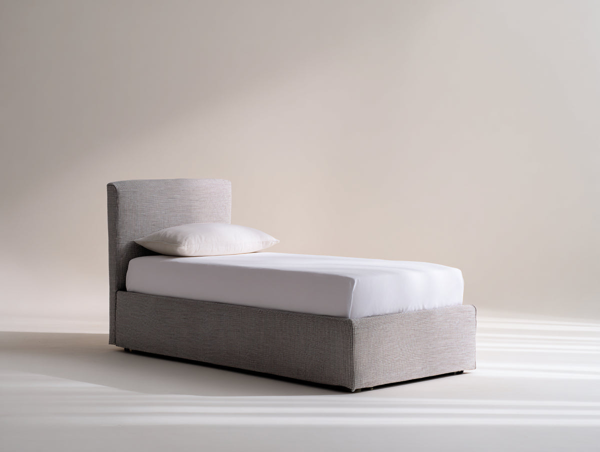 Letto singolo - Tessuto - 208 x 103 x 104 cm - Grigio talpa - Stile minimalista