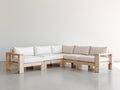 Divani da esterno-Legno massello-Tessuto-310 x 310 x 82 cm-Bianco-Legno naturale-Stile contemporaneo