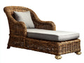 Lettino prendisole-Rattan-Tessuto-202 x 86 x 98 cm-Marrone naturale-Grigio chiaro-Stile rustico elegante