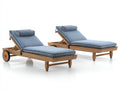 Lettino prendisole-Legno-Tessuto-205 x 74 x 94 cm-Legno naturale-Blu denim-Stile classico