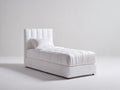Letto singolo - Similpelle - 208 x 103 x 114 cm - Bianco - Stile a linee verticali