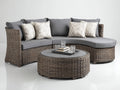 Divani da esterno-Rattan sintetico-Tessuto-276 x 184 x 82 cm-Marrone scuro-Grigio-Stile contemporaneo