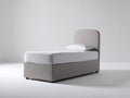Letto singolo - Tessuto - 209 x 104 x 112 cm - Grigio beige - Stile contemporaneo