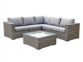 Divani da esterno-Rattan sintetico-Tessuto-Vetro-262 x 262 x 78 cm-Grigio tortora-Grigio chiaro-Trasparente-Stile contemporaneo