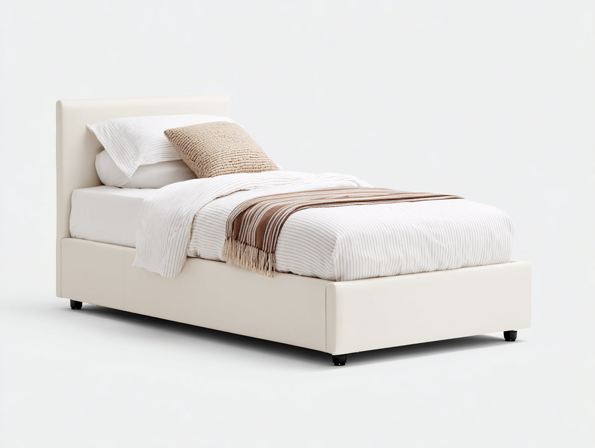 Letto singolo - Tessuto - 208 x 104 x 108 cm - Avorio - Stile moderno