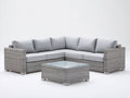 Divani da esterno-Rattan sintetico-Tessuto-Vetro-258 x 258 x 78 cm-Grigio chiaro-Trasparente-Stile contemporaneo