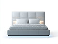 Letto matrimoniale - Pelle - 218 x 181 x 126 cm - Grigio chiaro-Nero - Design tecnologico con illuminazione integrata