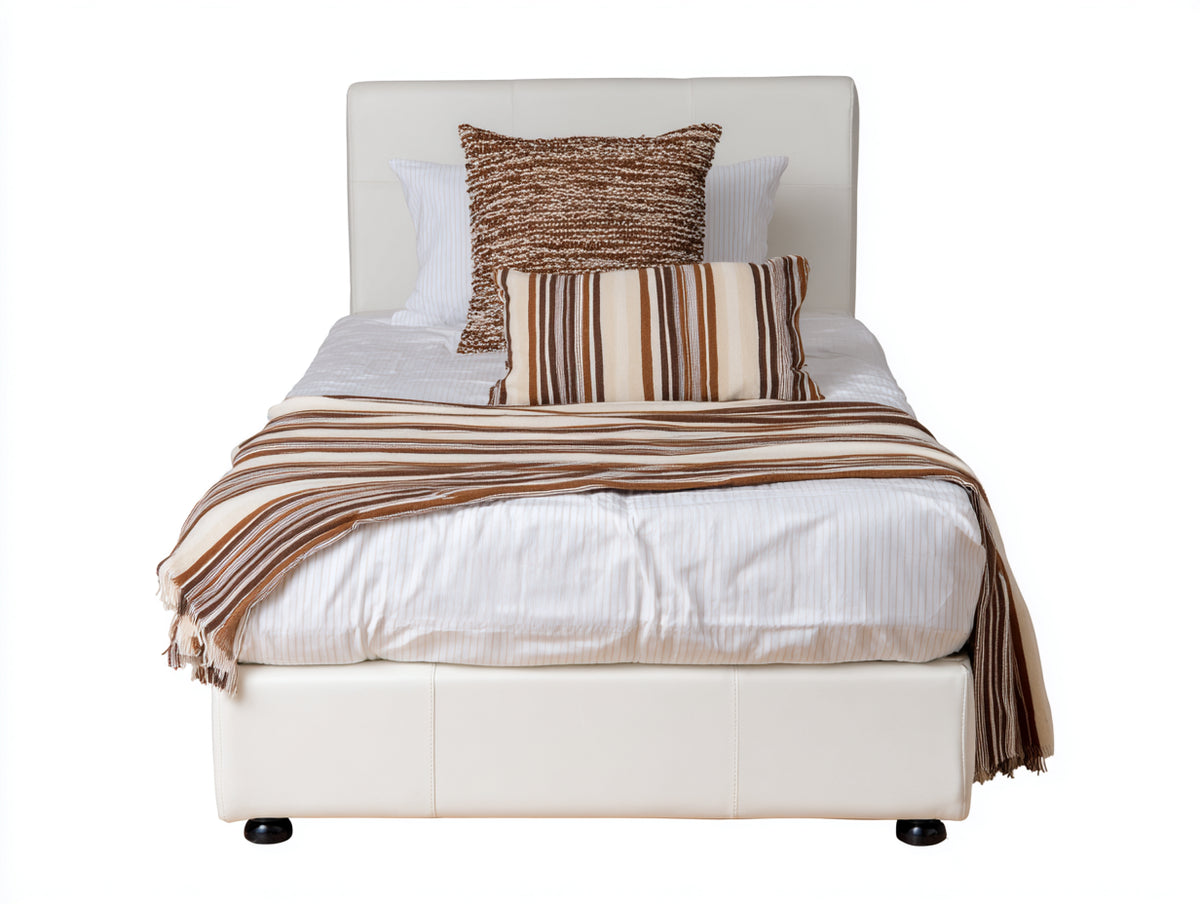 Letto singolo - Similpelle - 207 x 104 x 108 cm - Bianco - Stile contemporaneo