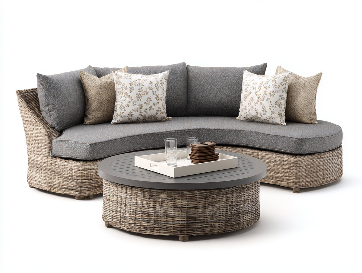 Divani da esterno-Rattan sintetico-Tessuto-270 x 168 x 79 cm-Beige-Grigio tortora-Grigio antracite-Stile organico contemporaneo