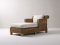 Lettino prendisole-Rattan-Tessuto-200 x 84 x 94 cm-Marrone naturale-Bianco-Stile tradizionale